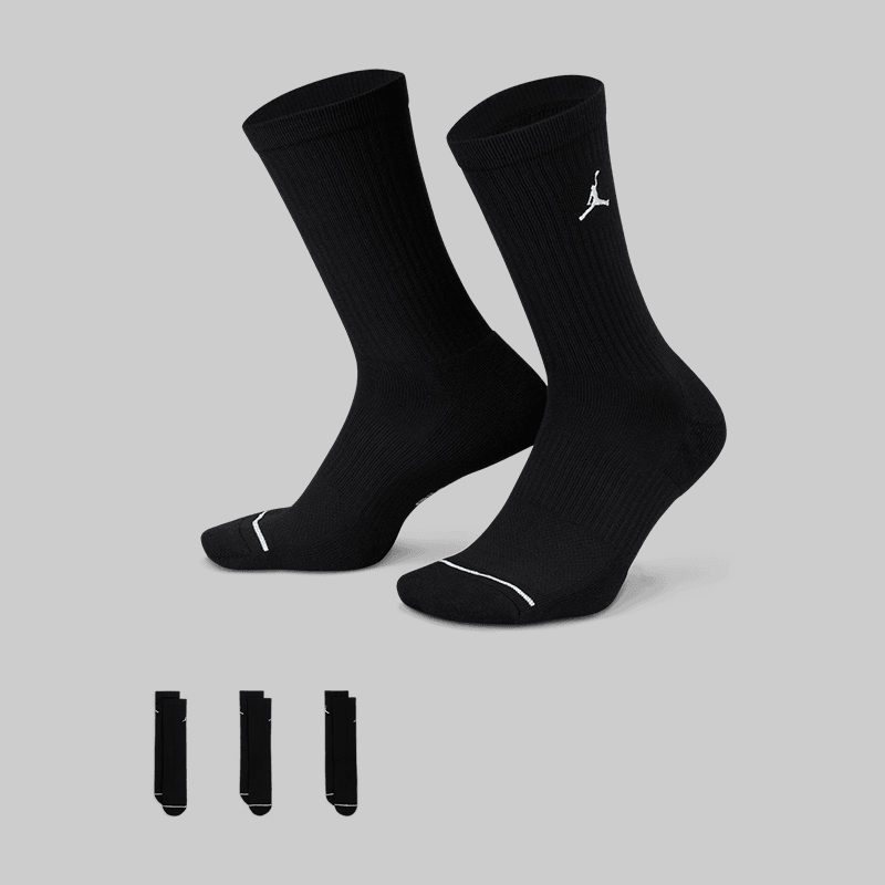 Everyday Crew Socks 3 Pack - Black/White - LOADED