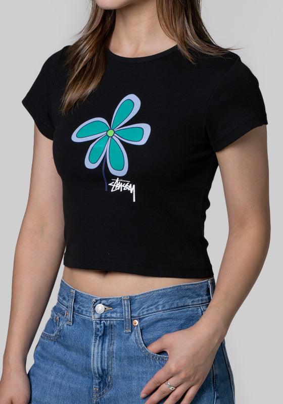Flower Rib T-Shirt - Black - LOADED