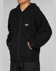 Fluffy Zip Up Parka - Black - LOADED