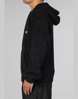 Fluffy Zip Up Parka - Black - LOADED