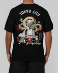 TOKYO CITY Souvenir Embroidery T-Shirt - Black