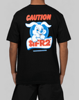 Caution Rabbit T-Shirt - Black