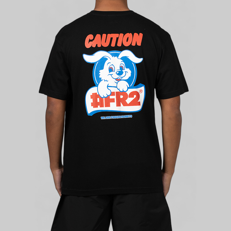 Caution Rabbit T-Shirt - Black