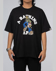 Graffiti Character College Relaxed Fit T-Shirt - Black - LOADED