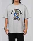 Graffiti Character College Relaxed Fit T-Shirt - Grey - LOADED