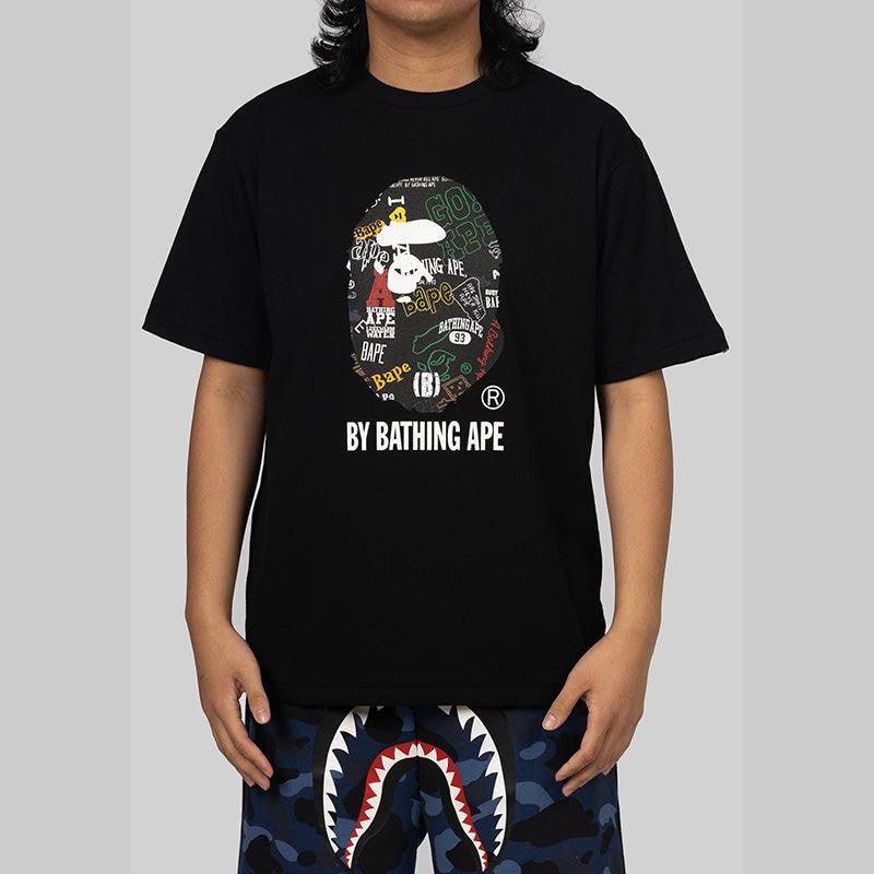 Hand Draw Pattern By Bathing Ape T-Shirt - Black - LOADED