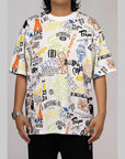 Hand Draw Pattern Relaxed Fit T-Shirt - White - LOADED