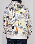 Hand Draw Pattern Shark Zip Hoodie - White - LOADED