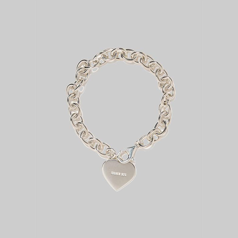 Heart Silver Bracelet - Black - LOADED