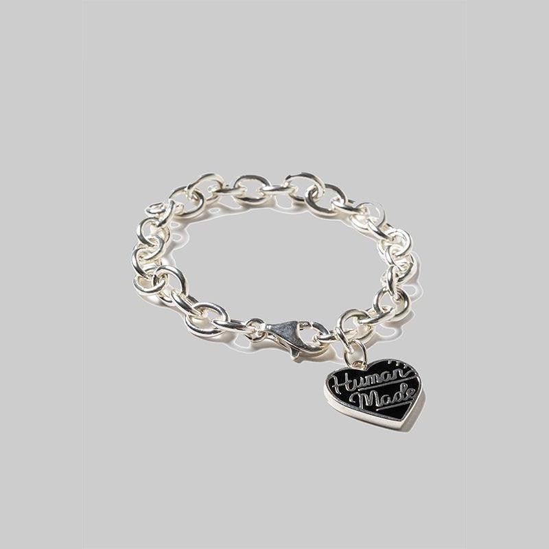 Heart Silver Bracelet - Black - LOADED