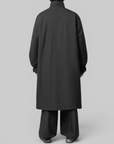 Spun Nylon Cabban Coat - Black