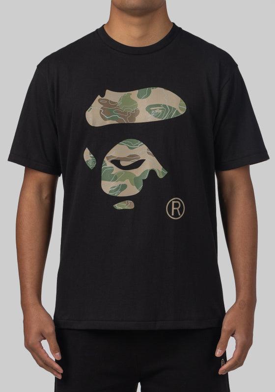 Layered Line Camo Ape Face T-Shirt - Black/Beige - LOADED