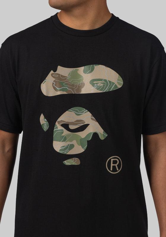 Layered Line Camo Ape Face T-Shirt - Black/Beige - LOADED