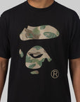 Layered Line Camo Ape Face T-Shirt - Black/Beige - LOADED