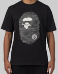 Layered Line Camo Big Ape Head T-Shirt - Black/Black - LOADED