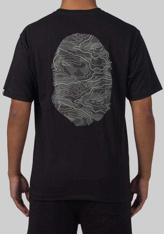 Layered Line Camo Big Ape Head T-Shirt - Black/Black - LOADED