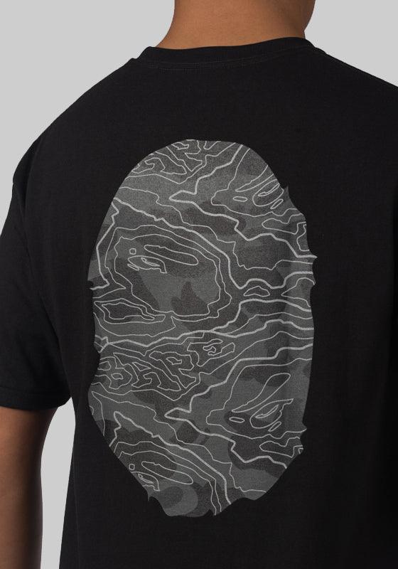 Layered Line Camo Big Ape Head T-Shirt - Black/Black - LOADED