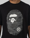 Layered Line Camo Big Ape Head T-Shirt - Black/Black - LOADED