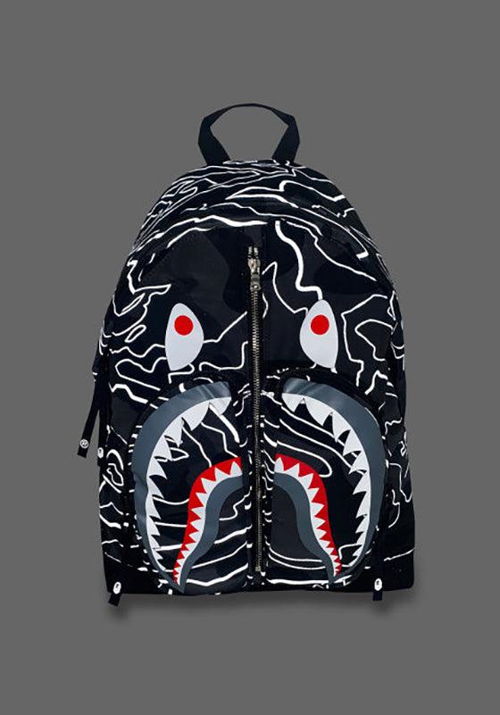 Layered Line Camo Shark Day Pack - Black - LOADED