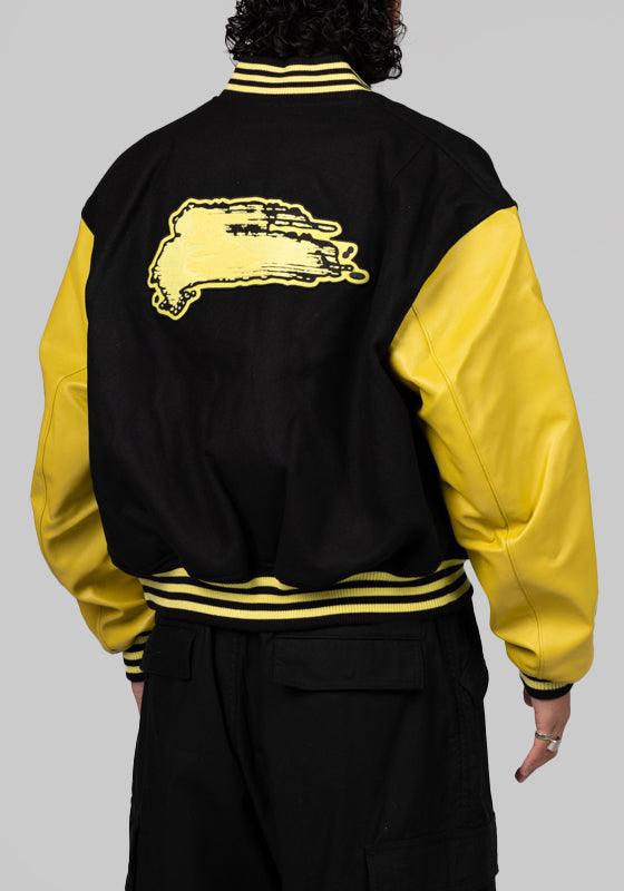 Black and outlet yellow letterman jacket