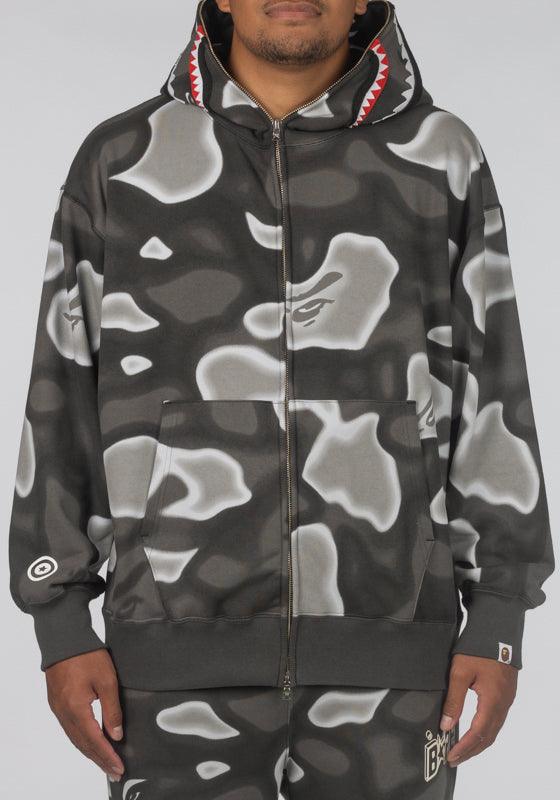 Liquid Camo Shark Full Zip Hoodie - Black - LOADED