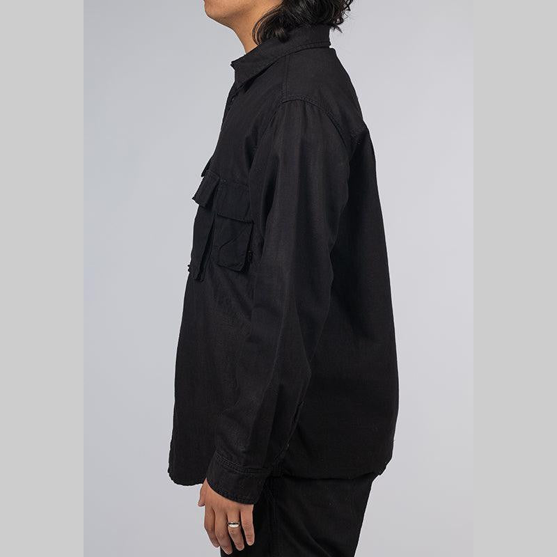 Long Sleeve Multi Pocket Shirt - Black - LOADED