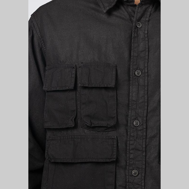 Long Sleeve Multi Pocket Shirt - Black - LOADED