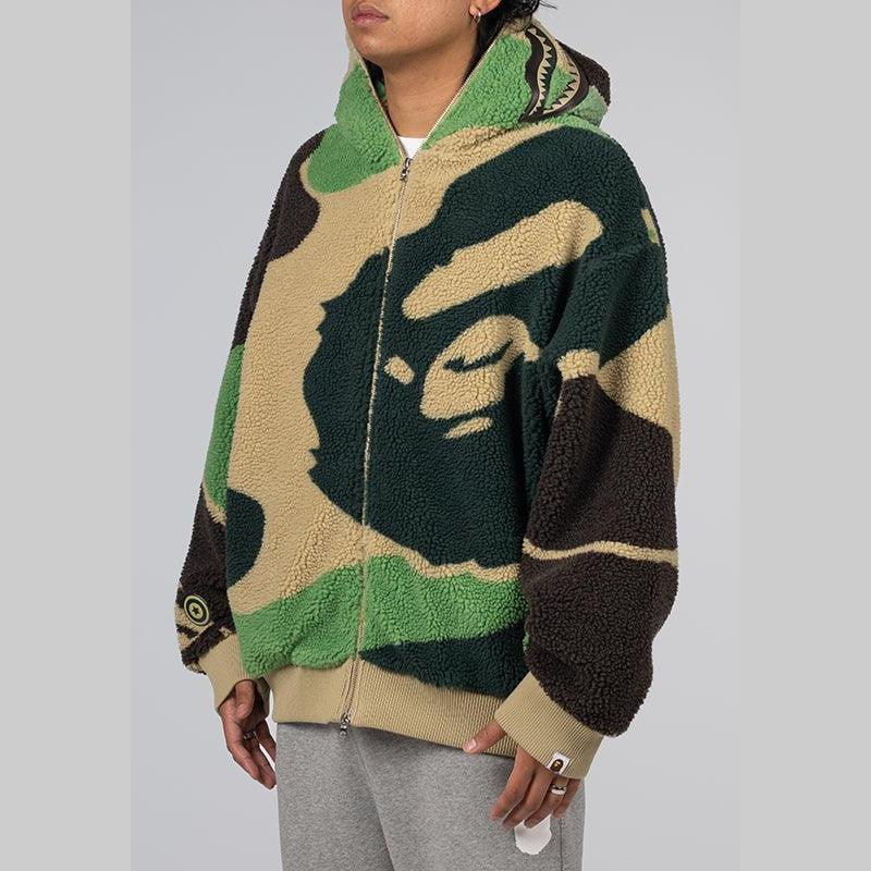 Mega ABC Camo Shark Boa Hoodie Jacket Green