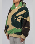 Mega ABC Camo Shark Boa Hoodie Jacket - Green - LOADED