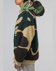 Mega ABC Camo Shark Boa Hoodie Jacket - Green - LOADED