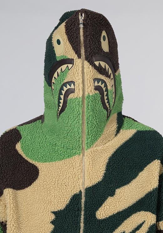 Mega ABC Camo Shark Boa Hoodie Jacket - Green - LOADED