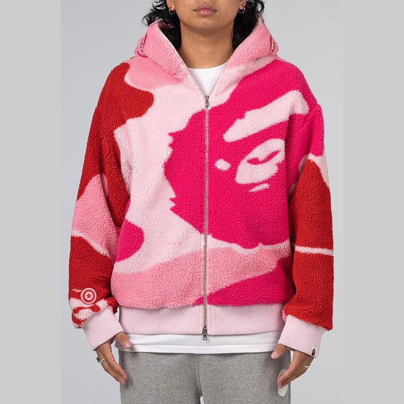 Mega ABC Camo Shark Boa Hoodie Jacket - Pink - LOADED