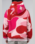 Mega ABC Camo Shark Boa Hoodie Jacket - Pink - LOADED