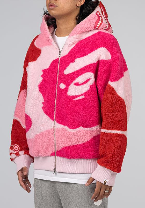 Mega ABC Camo Shark Boa Hoodie Jacket - Pink - LOADED