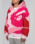 Mega ABC Camo Shark Boa Hoodie Jacket - Pink - LOADED