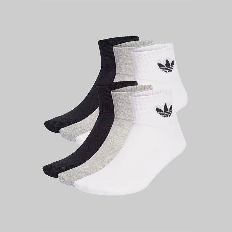 Mid Ankle Socks (6 Pack) - White/Grey/Black - LOADED