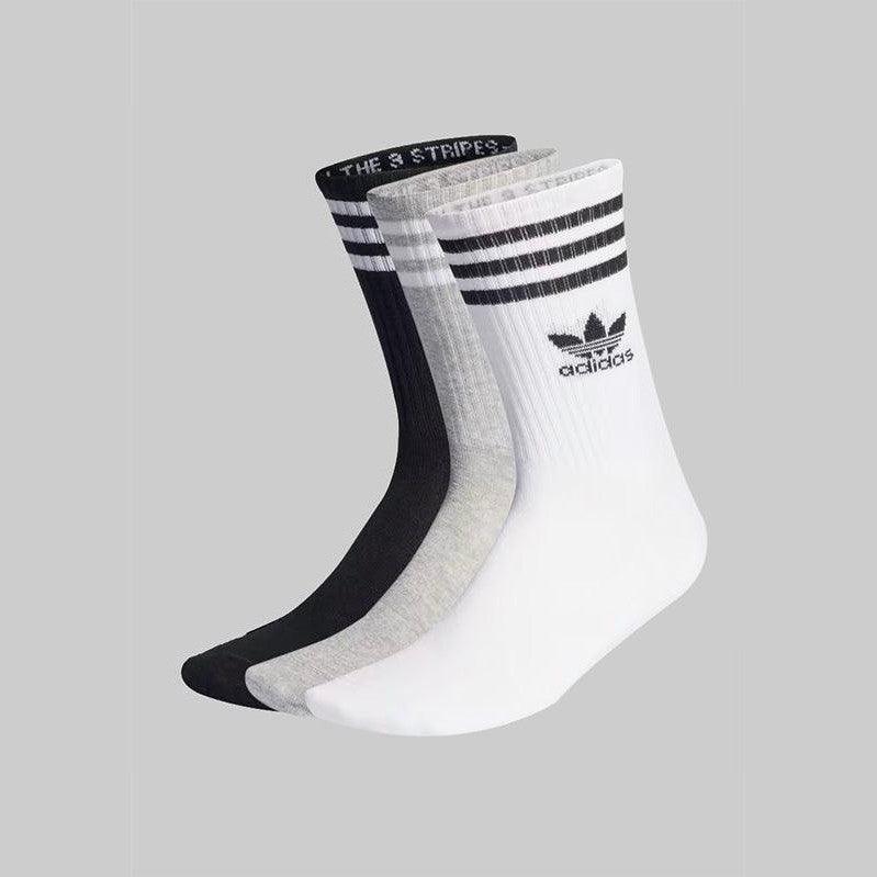 Mid Cut Crew Socks (3 Pack) - White/Grey/Black - LOADED