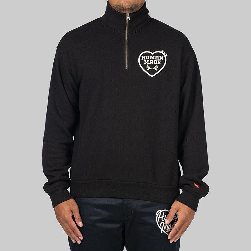 Military Half-Zip Sweatshirt - Black - LOADED