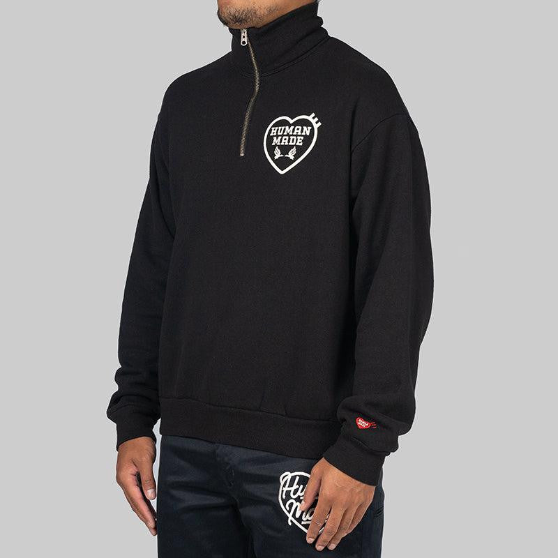 Military Half-Zip Sweatshirt - Black - LOADED