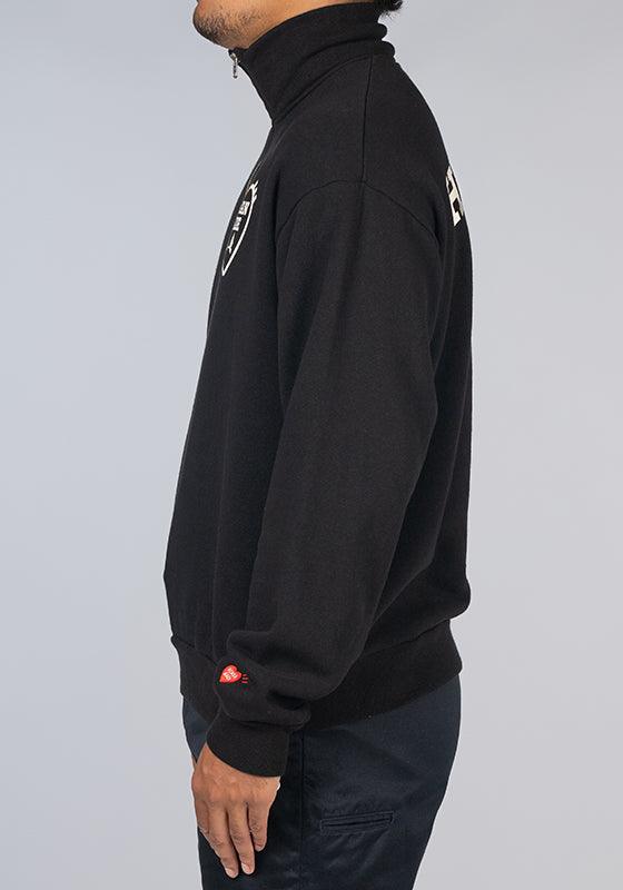 Military Half-Zip Sweatshirt - Black - LOADED