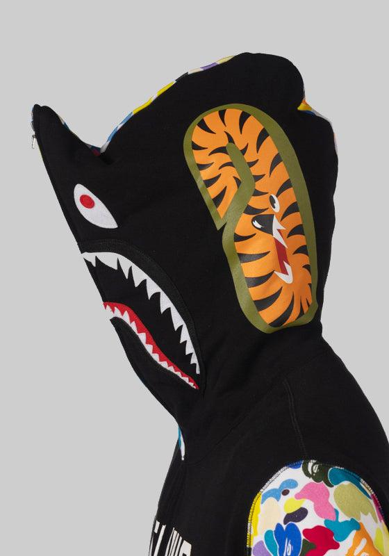 Multi Camo NYC Logo Shark Full Zip Hoodie - Black - LOADED