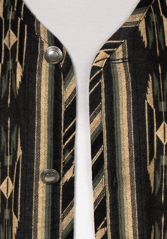 Native Pattern Flannel Cardigan - Black - LOADED