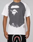 Overprinted Ape Head T-Shirt - White - LOADED