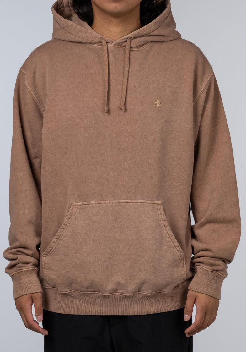 Peace Embroidery Hoodie - Light Brown - LOADED