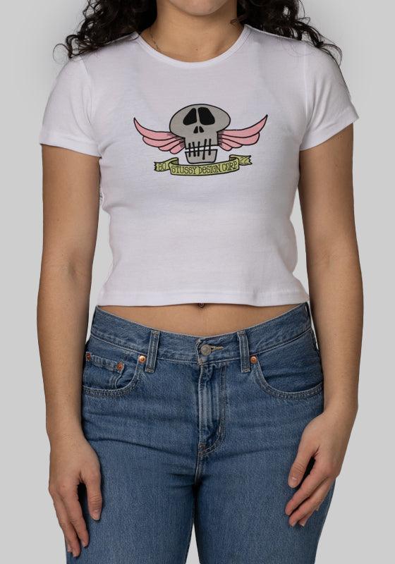 Skull Wings Rib T-Shirt - White - LOADED