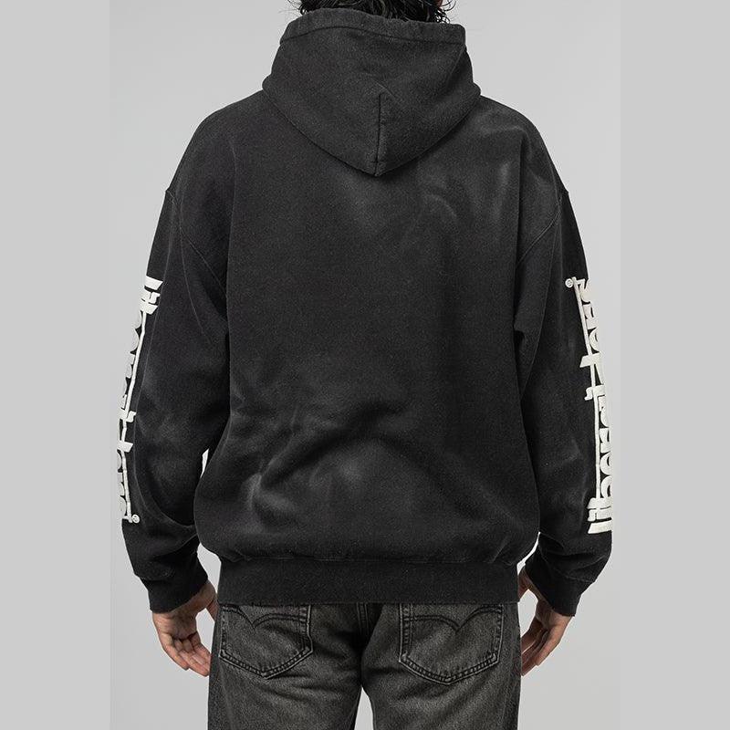 Sleeve Print Hoodie - Black - LOADED