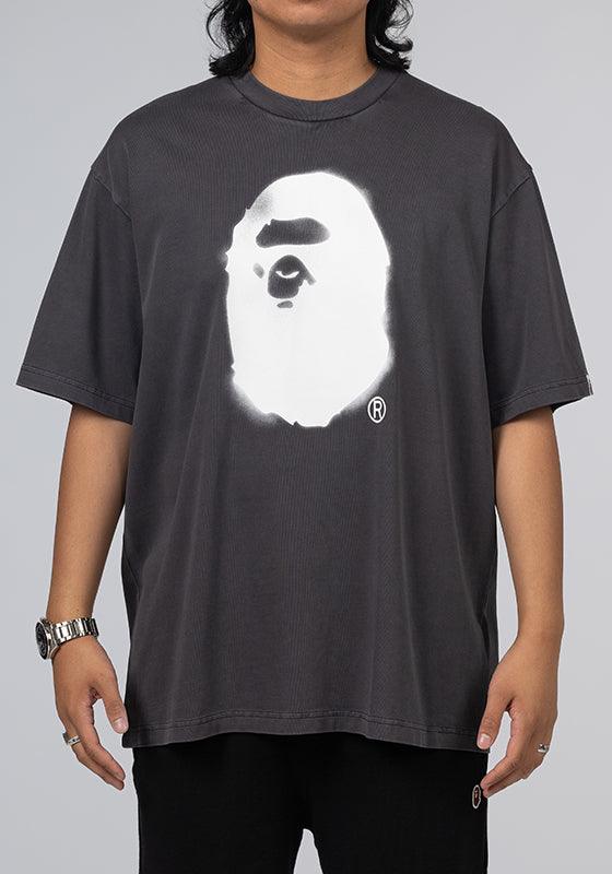 Spray Ape Head Garment Dyed Relaxed Fit T-Shirt - Black - LOADED