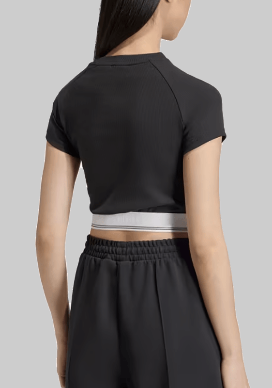 Tape Waistband Rib T-Shirt - Black - LOADED