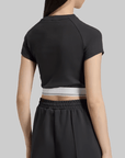 Tape Waistband Rib T-Shirt - Black - LOADED