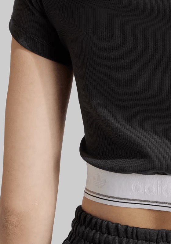 Tape Waistband Rib T-Shirt - Black - LOADED